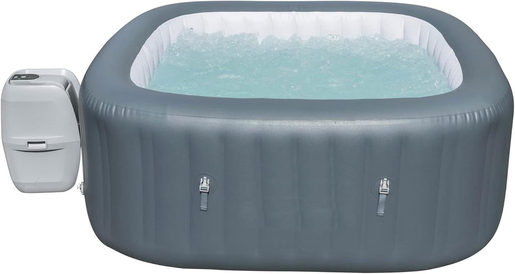 Bestway Coleman SaluSpa 140 AirJet 4-6 Person Inflatable Square Hot Tub Portable Spa with Non Slip Removable Hot Tub Seat Accessory, Gray