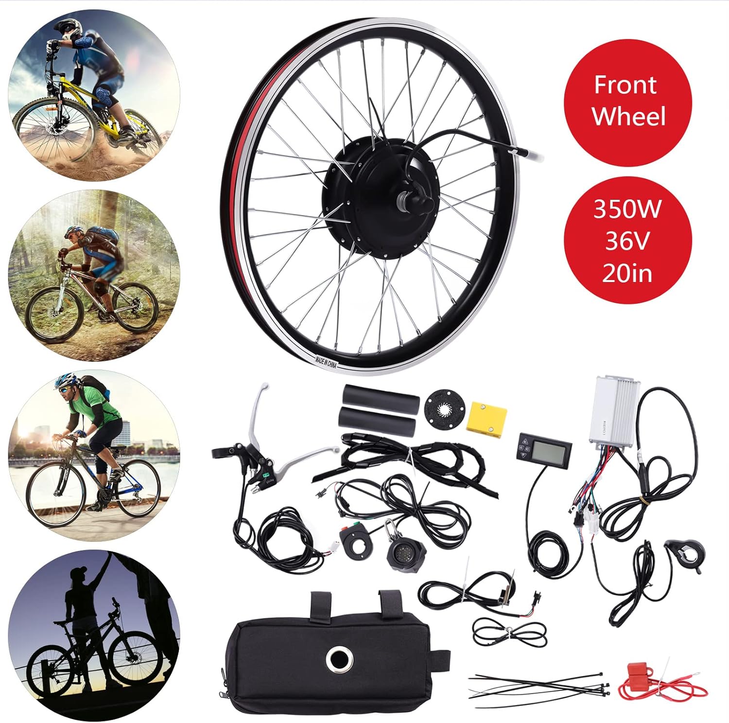 Electric Bike Conversion Kit 36V 350W Front Wheel with LCD Display T6312