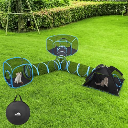 Outdoor Cat Enclosure with Mesh Tent, Tunnel, and Playhouse R709