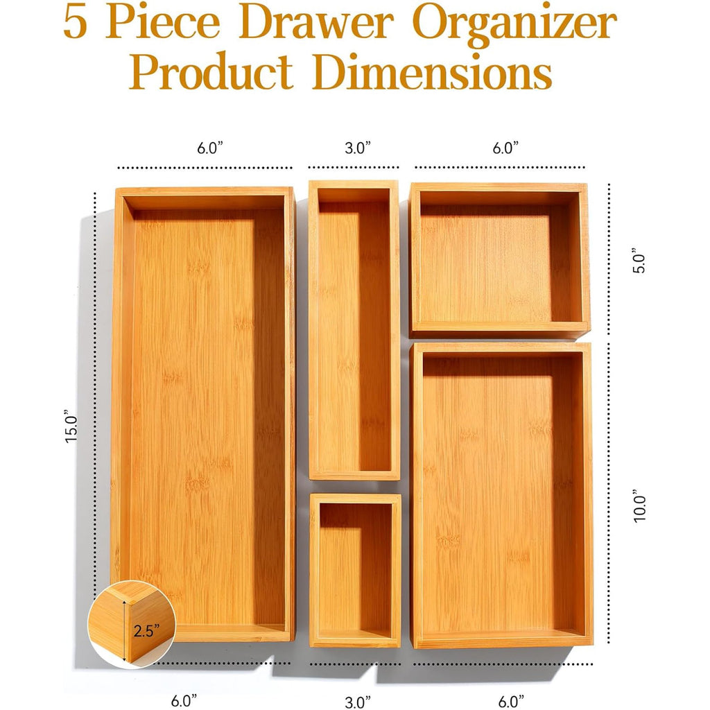Bamboo Utensil Organizer Box, 5 Pack A67322