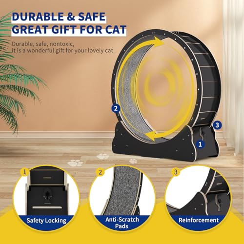 Cat Exercise Wheel for Indoor Cats with Anti-Scratch Pads S26607