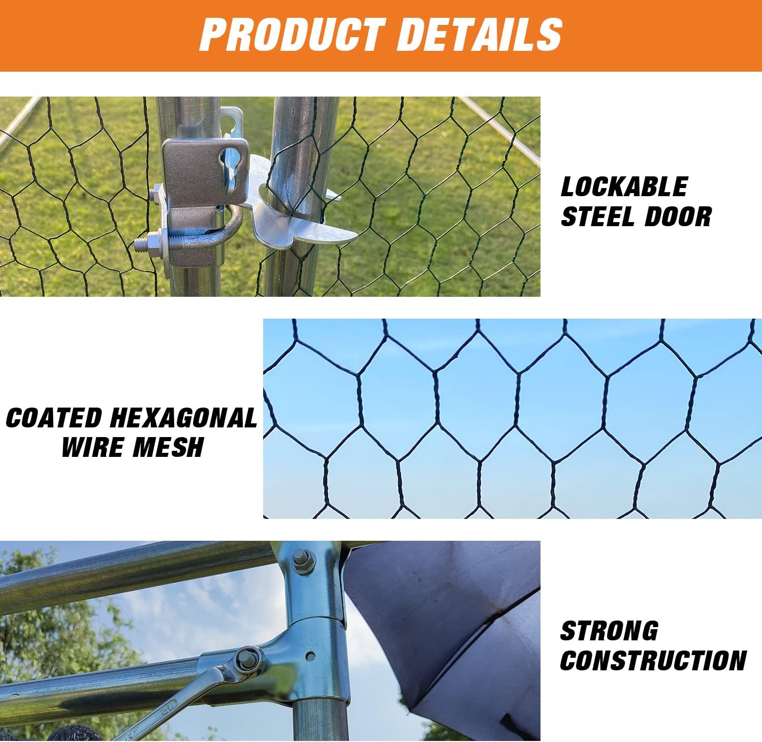 Walk-in Metal Chicken Coop with Waterproof UV Cover for Outdoor Yard J471