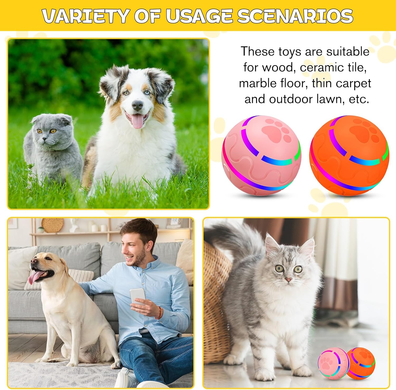 Interactive Dog Toy Ball with LED, USB Rechargeable X866606
