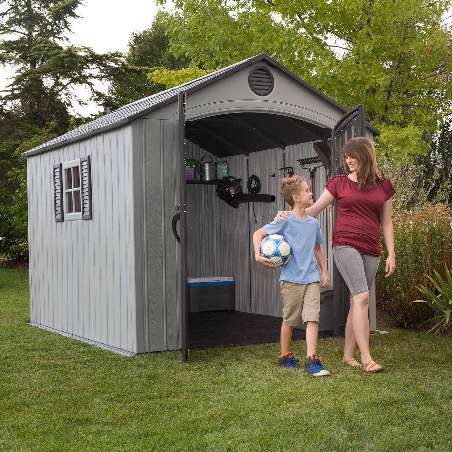 Outdoor Storage Shed 8 x 10 Ft, Gray E449650