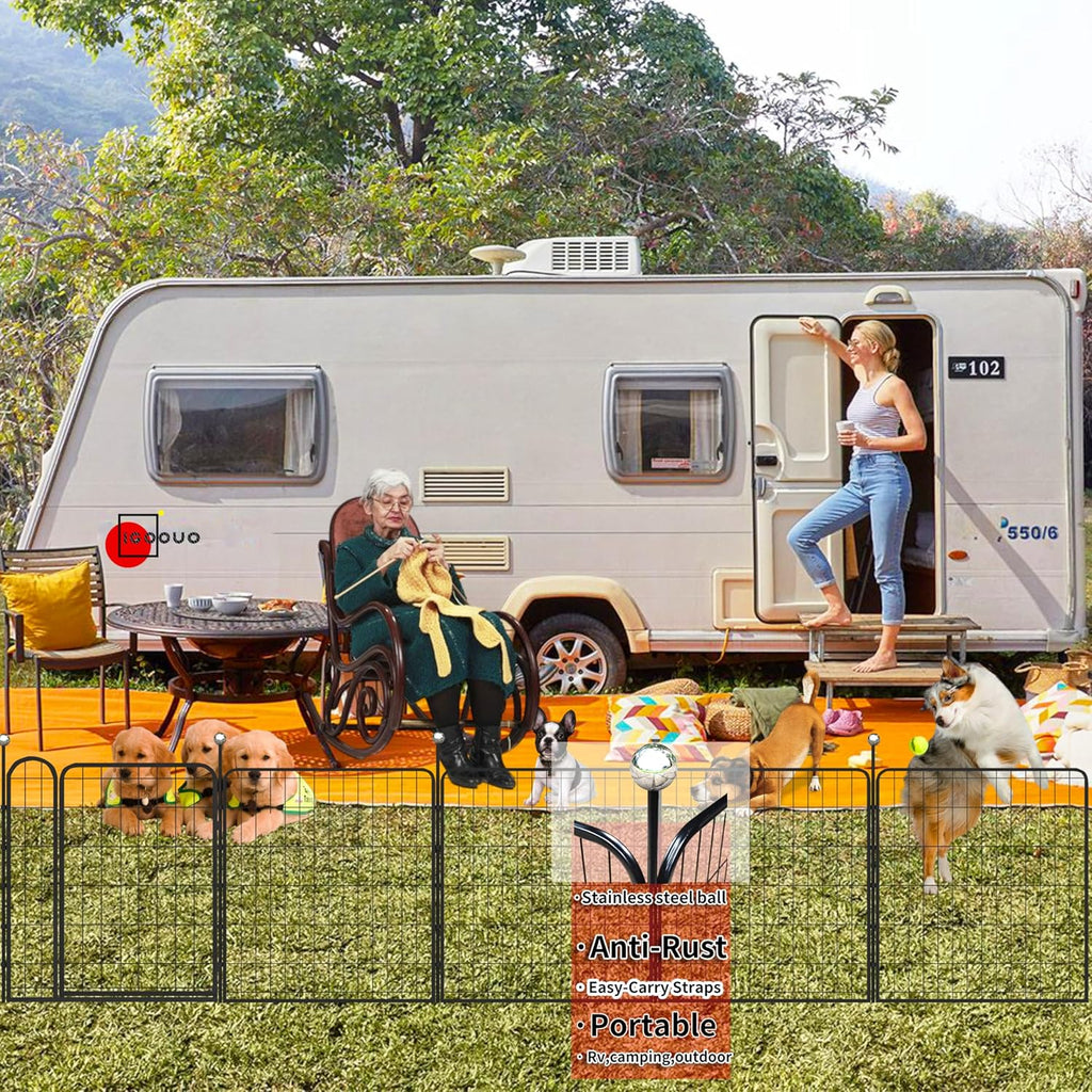 Dog Playpen Indoor Outdoor Portable Metal Pen with Easy-Carry Straps for Small Medium Dogs Q1842