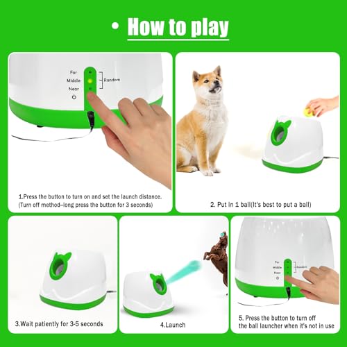 Dog Ball Thrower Launcher for Small and Medium Dogs with 6 Mini Balls M8354