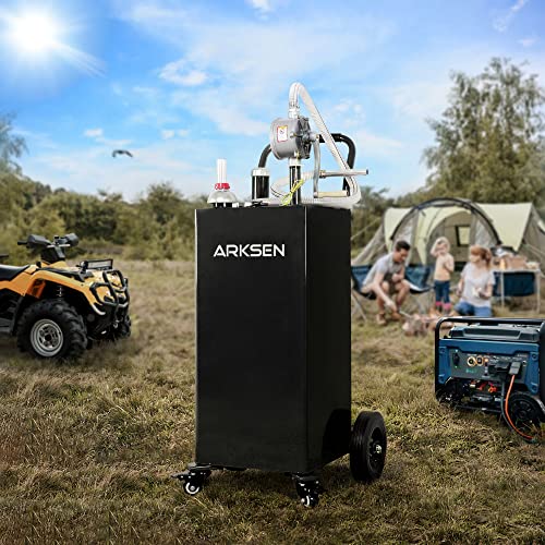 30 Gallon Portable Gas Caddy Fuel Storage Tank with Hand Siphon Pump and Rolling Wheels J40733