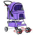 4 Wheels Pet Strollers Dog Stroller Cat Stroller for 2 Cats Puppy Doggy Stroller Double Pet Carrier with Wheels Cup Holders Removable Liner Folding Pet Jogger Stroller for Small Medium Pets, Black