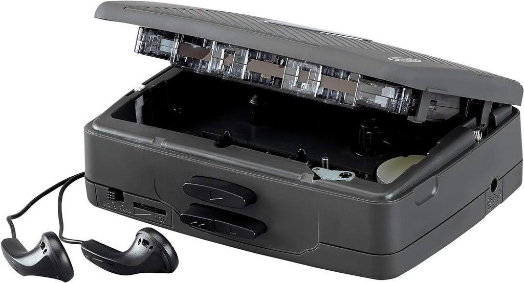 Portable Cassette Player with AM/FM Radio, Detachable Belt Clip, Stereo Earbuds A354879