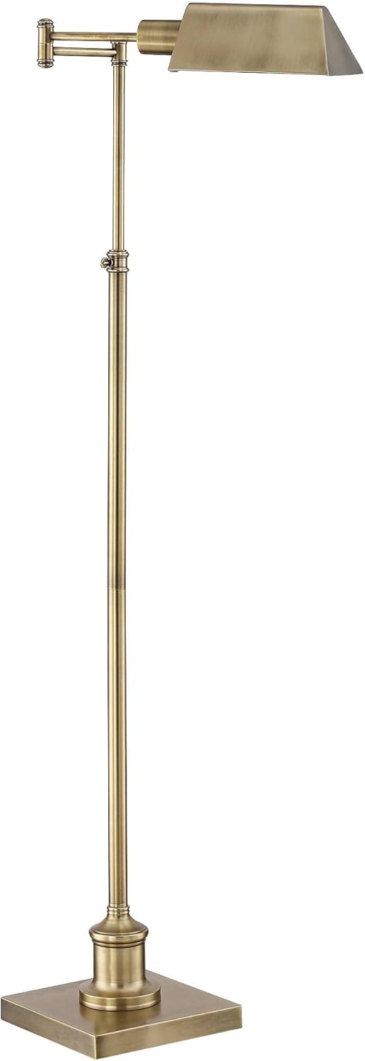Industrial Adjustable Swing Arm Pharmacy Floor Lamp with USB Port, 54" Tall H912675