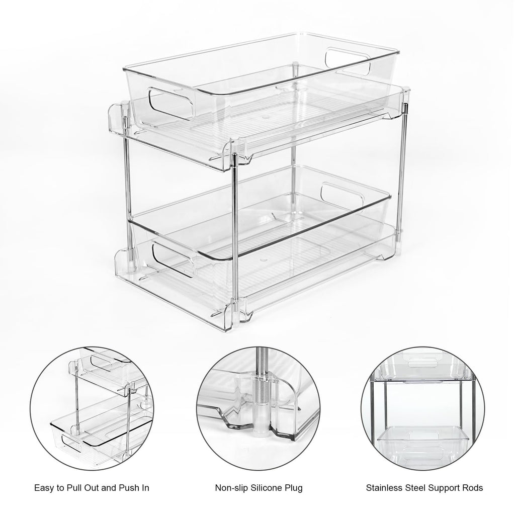 Clear 2-Tier Under Sink Pull-Out Drawer Organizer L87244