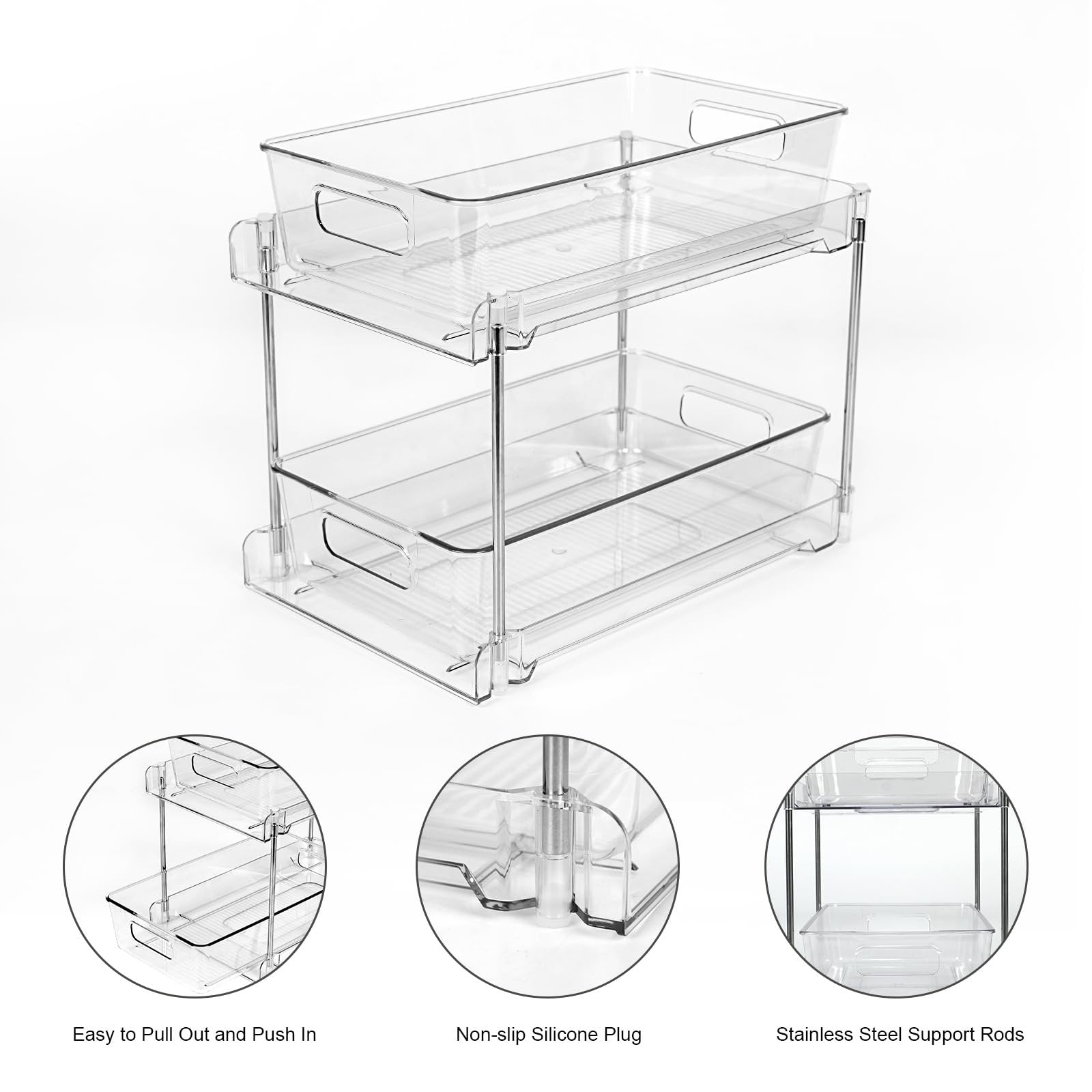 Clear 2-Tier Under Sink Pull-Out Drawer Organizer L87244
