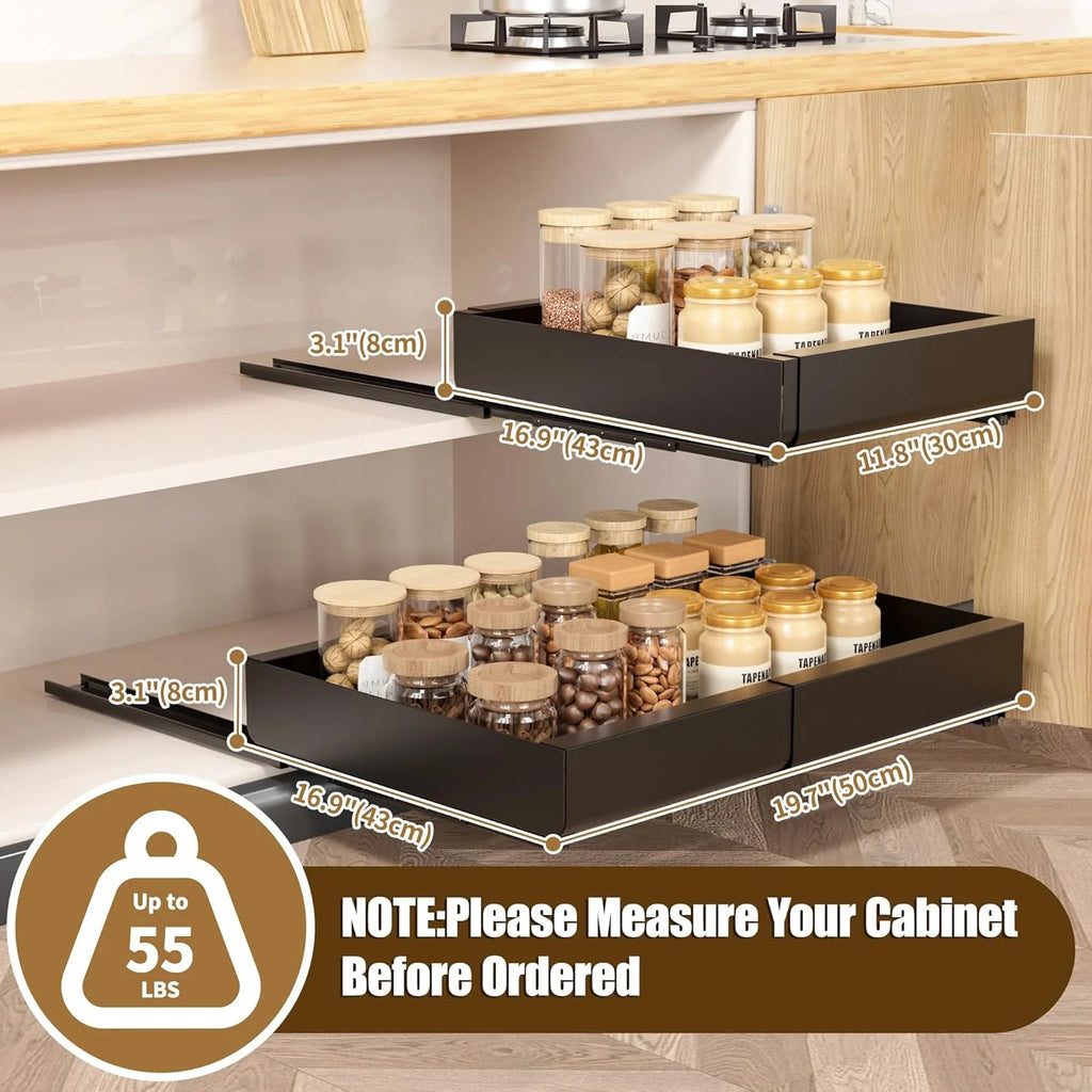 Expandable Pull Out Cabinet Organizer, Heavy Duty Slide Out Drawer N419
