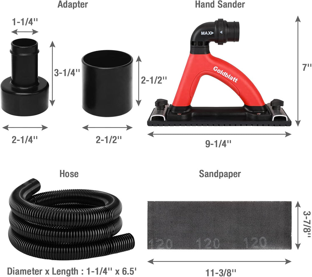 Dust Free Hand Sander with 6.5ft Hose and Sanding Pad H30801