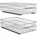 Pull Out Cabinet Organizer, 2 Packs Thickened Stainless Steel Slide Out Drawers, Adhesive Roll Out Baskets, No Drill Pull Out Racks for Home Storage, Shelves for Pantry, Kitchen, Bathroom(16.5''Deep)