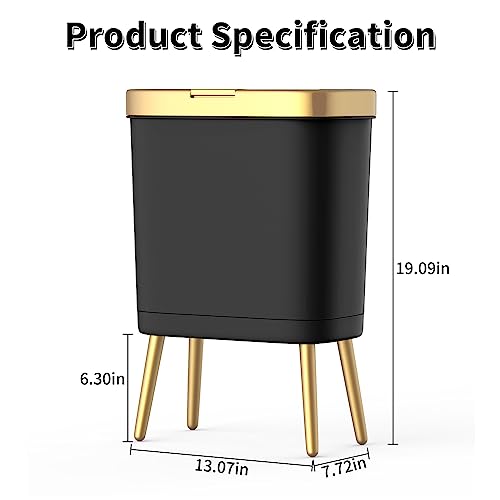 Modern Narrow Trash Can with Lid, 4 Gallon J9716