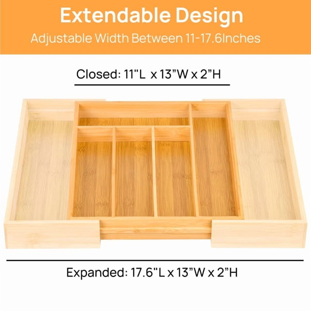 Bamboo Drawer Organizer for Cutlery and Kitchen Storage O939