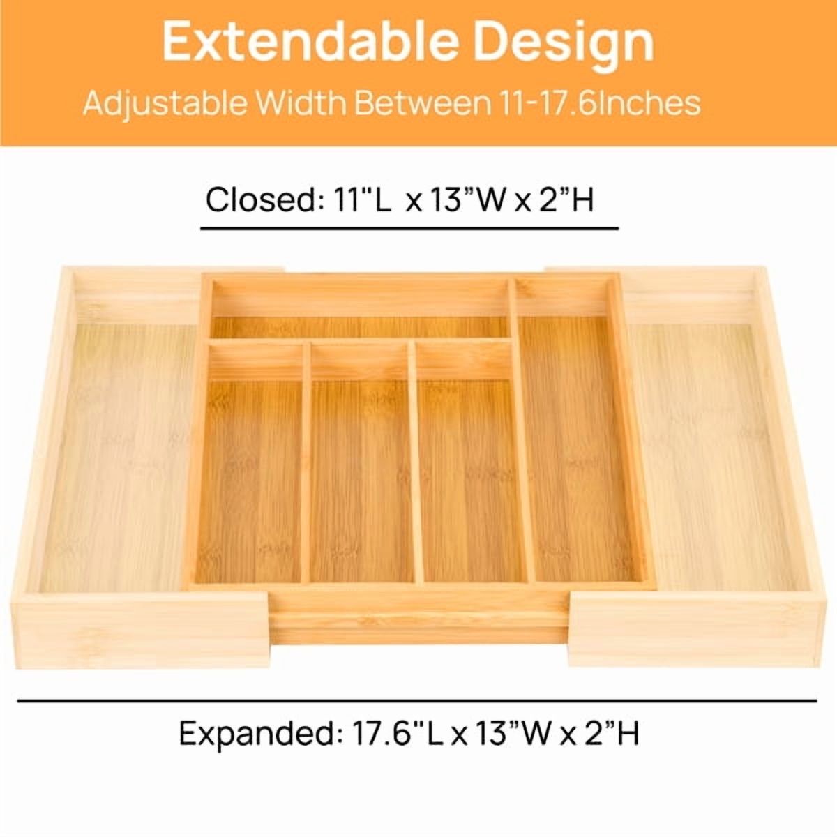 Bamboo Drawer Organizer for Cutlery and Kitchen Storage O939