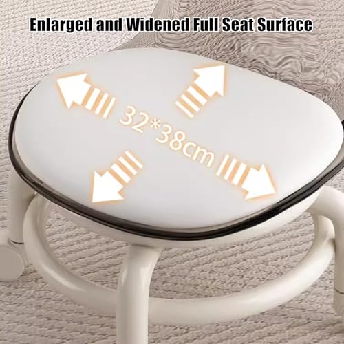 Acrylic Pulley Low Stool with Backrest, 360° Swivel Chair, Caster Wheels, Grey O5728