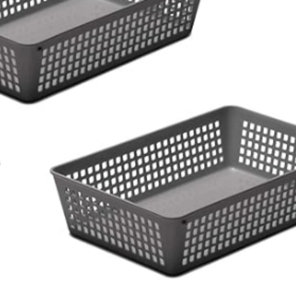 Plastic Storage Baskets for Home and Office Organization, 3-Pack, Grey B264