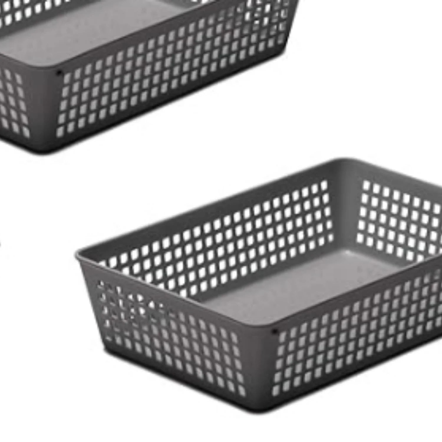 Plastic Storage Baskets for Home and Office Organization, 3-Pack, Grey B264