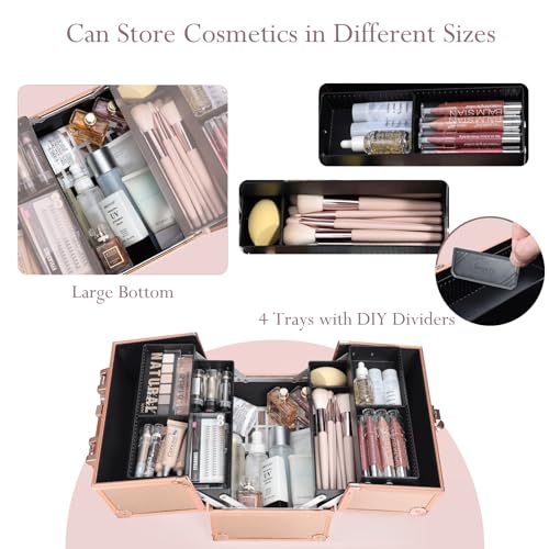 Makeup Train Case 10 Inch Travel Cosmetic Box with Lockable Storage H6469