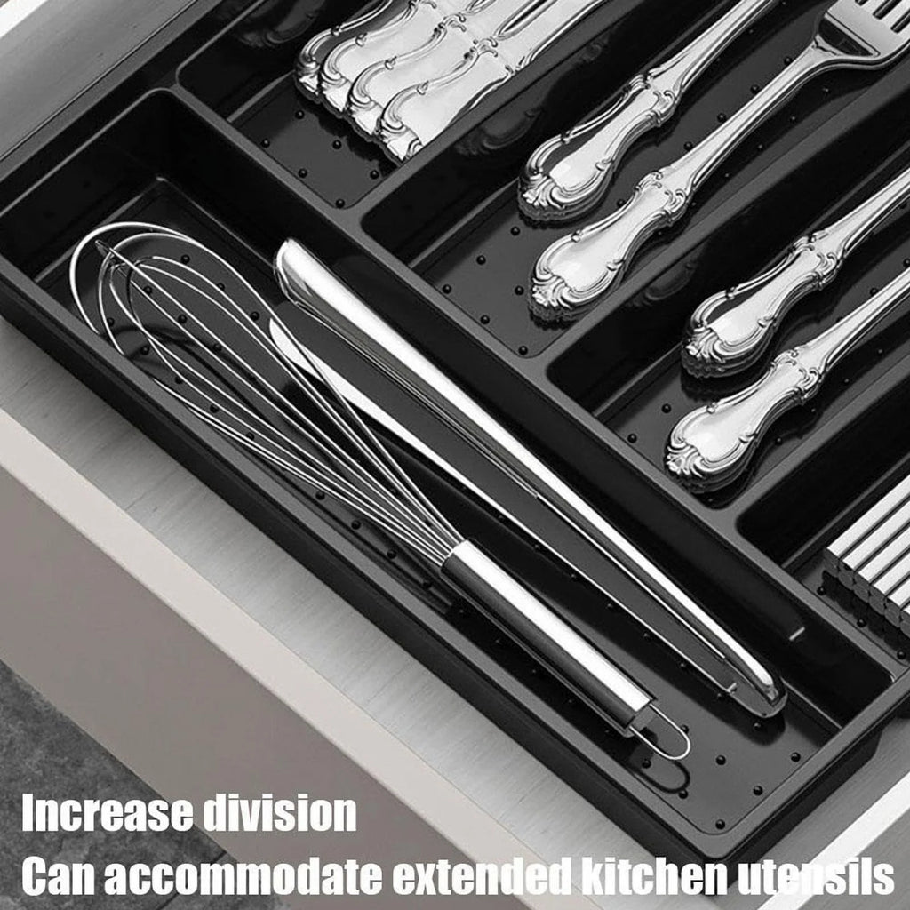 Plastic Cutlery Storage Box with Lid for Kitchen Drawer L6541