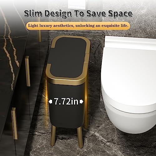 Modern Narrow Trash Can with Lid, 4 Gallon J9716