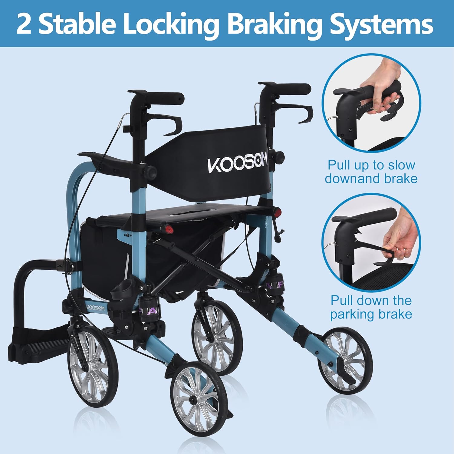 Rollator Transport Chair with 10 Inch Wheels and Footrest T3887