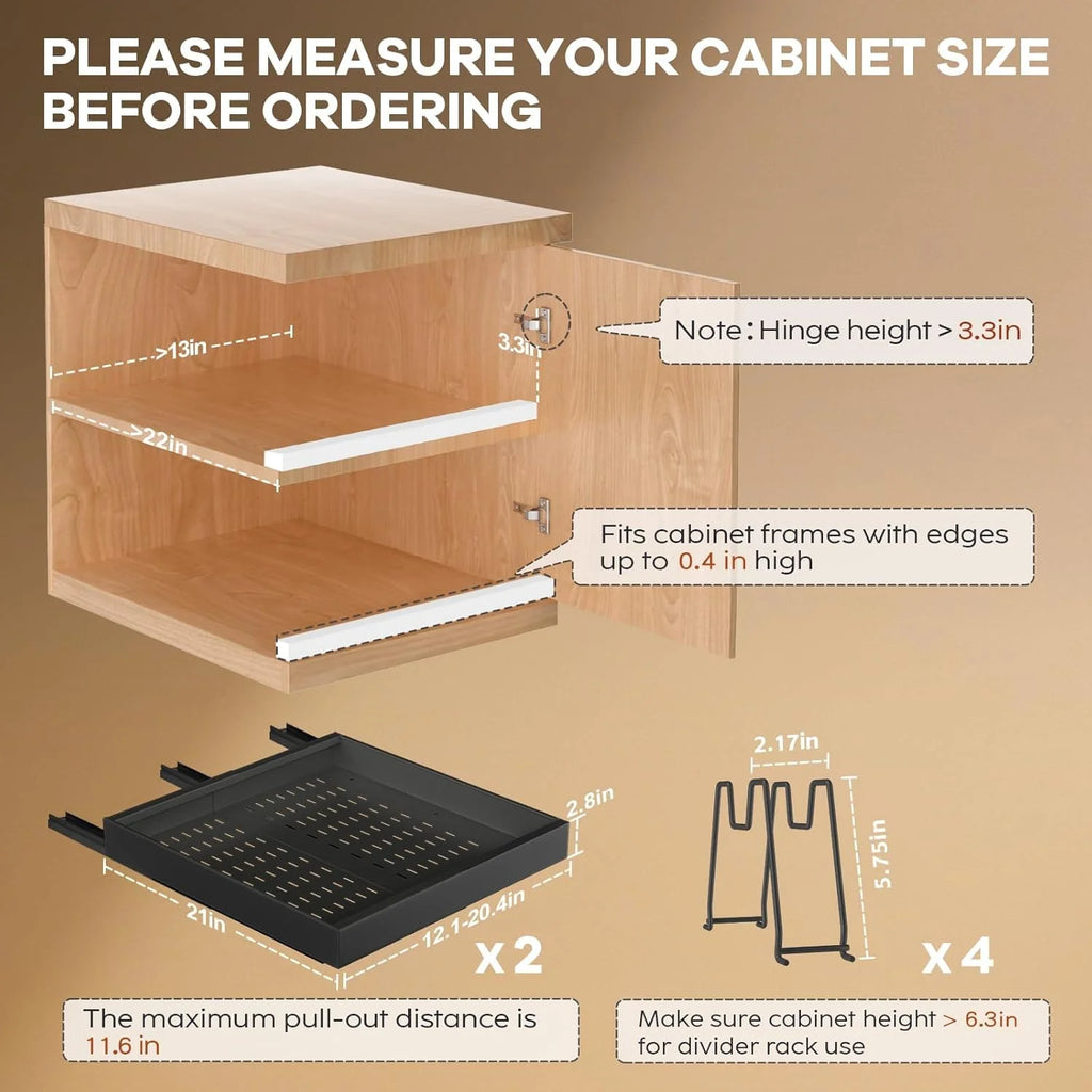 Pull Out Cabinet Organizer 21" Deep with Expandable Slide Out Drawers X178125