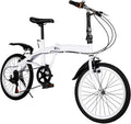 ‎20 Inch Folding Bike, 6 Speed Shifter Foldable Bicycle, Folding Bicycle with Adjustable Hight, Lightweight Foldable Bike for Men Women Riding, White
