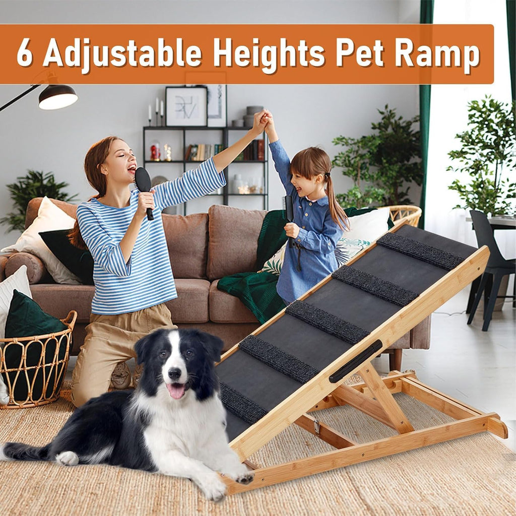 Dog Ramp for Bed, 6-Layer Adjustable, Non-Slip Surface Y1364