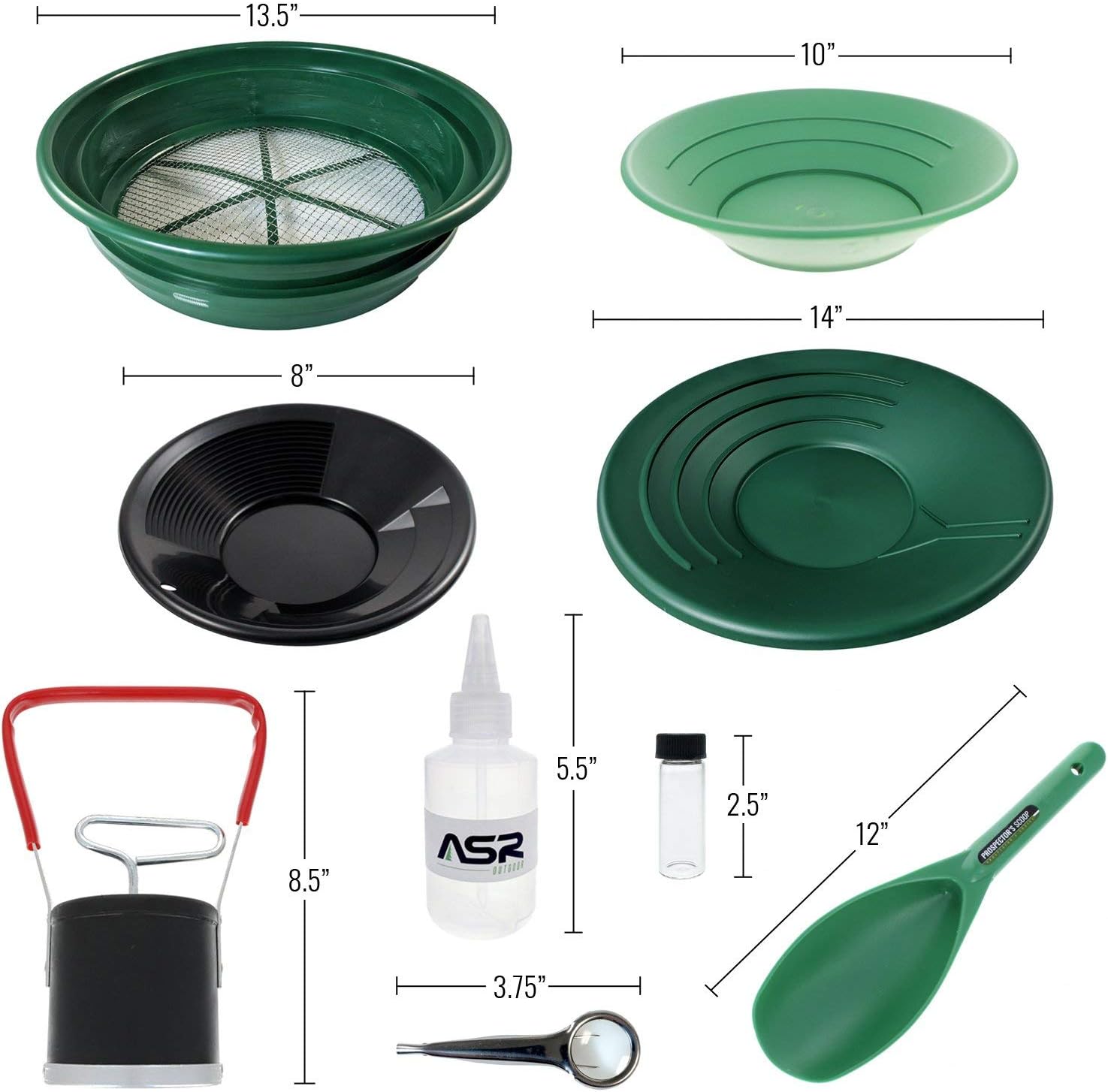 Gold Prospecting Kit with Classifier Screen and Dual Riffle Pans S123882
