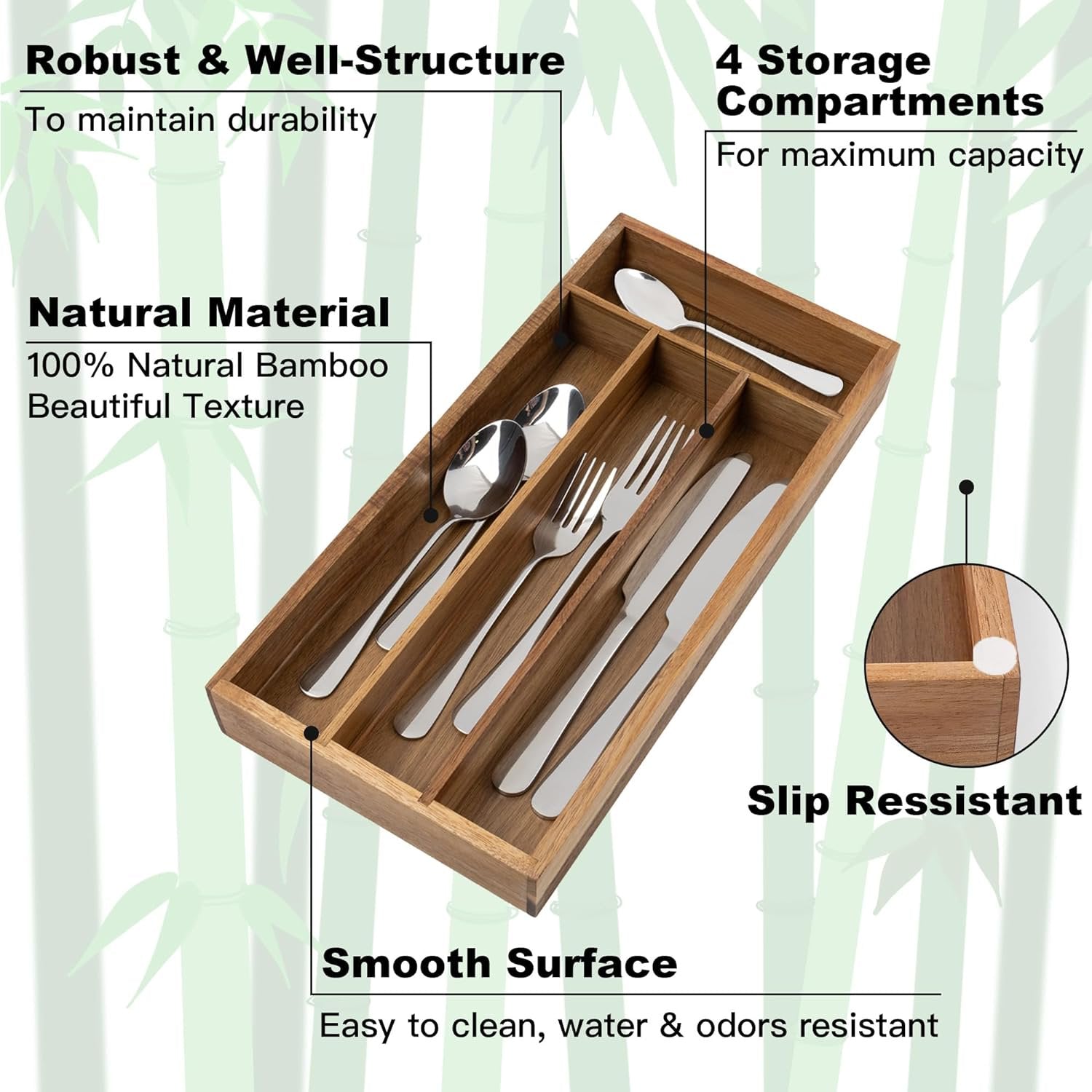 Silverware Drawer Organizer with Cutlery Tray C3735