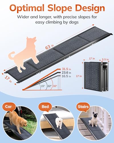 Dog Ramp for Car, Folding Portable Pet Ramp with Non-Slip Surface E87117