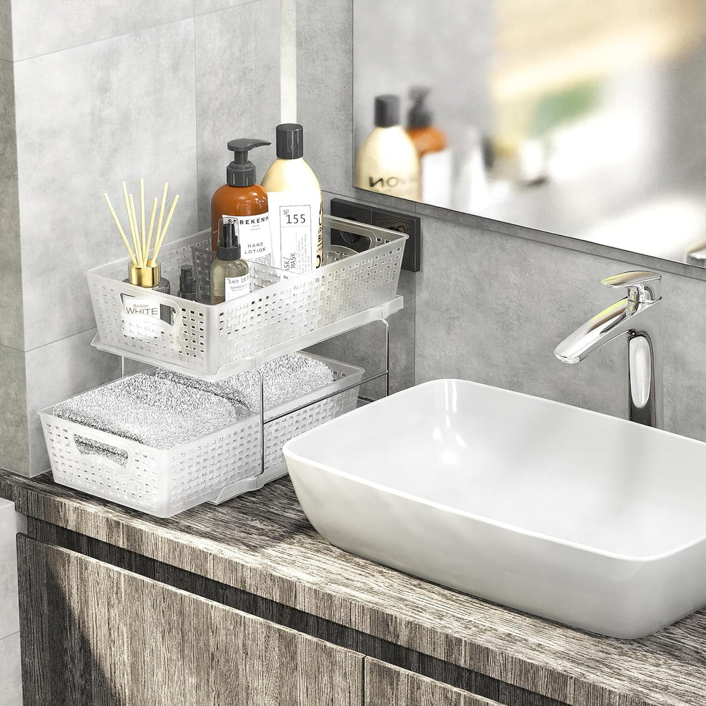 Bathroom Organizer Tray with Pull-Out Sliding Drawer P536731