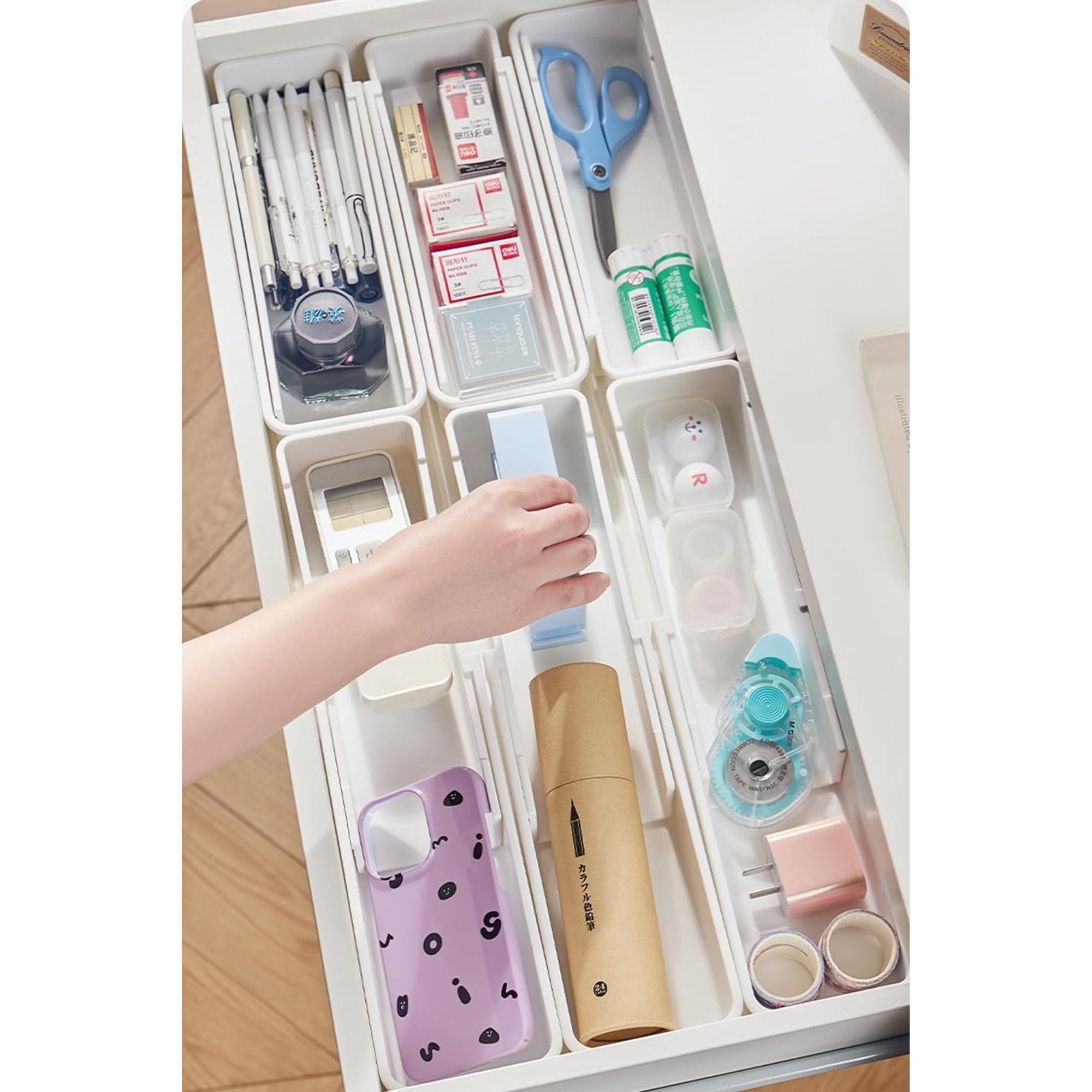 Expandable Drawer Organizer Trays, 4-Pack for Kitchen, Bathroom, Office W117654