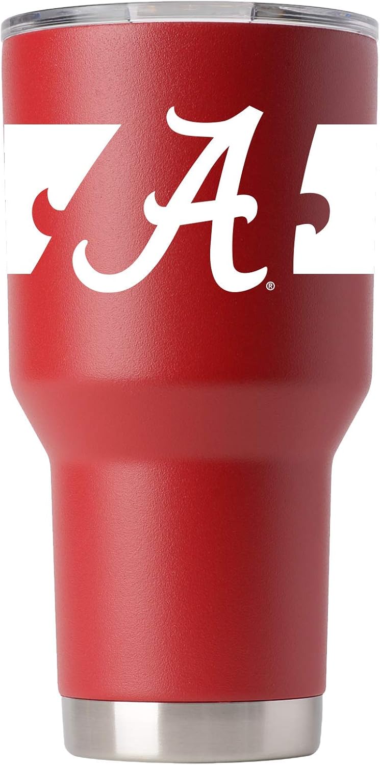 Alabama 20oz Crimson Tumbler - Officially Licensed, 18/8 Stainless Steel, Double-walled, Vacuum-insulated, UV LED Printed Logos, Sweatless, Stays Hot/Cold - 360 Wrap
